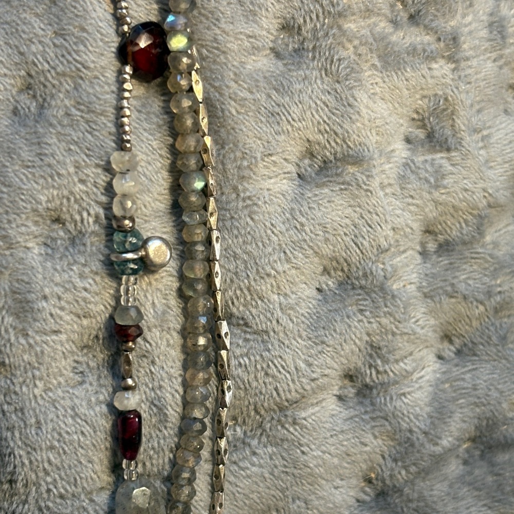 Sundance Multi Strand Gemstone Bracelet Labradorite Garnet Moonstone Sterling - Picture 8 of 8